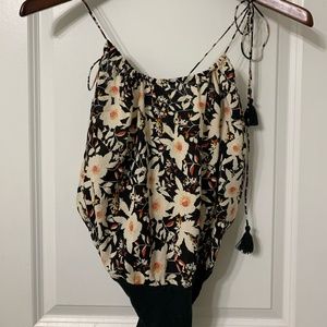 Free People Floral Backless Bodysuit